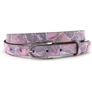 A-Zone Dames riem roze/zilver - dames riem - 3 cm breed - Bruin - Echt Leer - Taille: 95cm - Totale lengte riem: 110cm