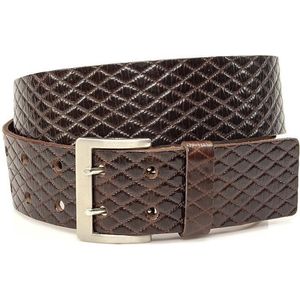 Thimbly Belts Dames riem bruin met dubbele doorn - dames riem - 5 cm breed - Bruin - Echt Leer - Taille: 85cm - Totale lengte riem: 100cm