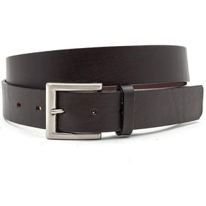 JV Belts Stoere jeans riem bruin - heren en dames riem - 3.5 cm breed - Bruin - Echt Leer - Taille: 100cm - Totale lengte riem: 115cm
