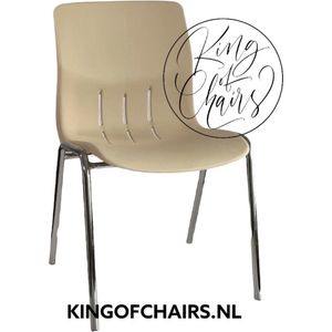 King of Chairs model KoC Denver crème met verchroomd onderstel. Kantinestoel stapelstoel kuipstoel vergaderstoel tuinstoel kantine stoel stapel stoel tuin stoel  kantinestoelen stapelstoelen kuipstoelen stapelbare keukenstoel Napels eetkamerstoel