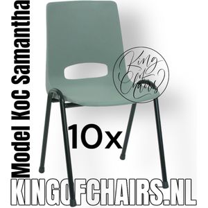 King of Chairs -set van 10- model KoC Samantha lichtgrijs met zwart onderstel. Kantinestoel stapelstoel kuipstoel vergaderstoel kantine stapel stoel kantinestoelen stapelstoelen kuipstoelen arenastoel schoolstoel De Valk 3320 bezoekersstoel