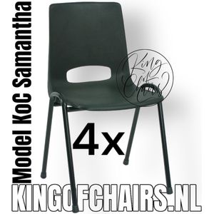 King of Chairs -Set van 4- Model KoC Samantha zwart met zwart onderstel. Stapelstoel kuipstoel vergaderstoel tuinstoel kantine stoel stapel stoel kantinestoelen stapelstoelen kuipstoelen arenastoel De Valk 3320 bistrostoel schoolstoel bezoekersstoel