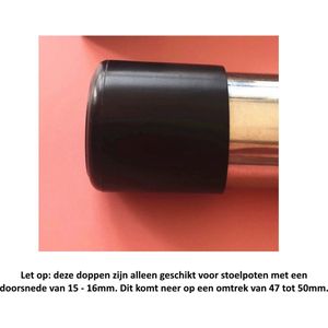 8x Ronde Stoelpoot Doppen Beschermers voor ronde stoelpoten van 15 - 16 mm zwart - Omtrek 47 tot 50mm - Beschermdoppen Stoel Doppen - 8 stuks