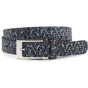 A-Zone Dames riem zwart tweed - dames riem - 3 cm breed - Zwart - Echt Leer - Taille: 90cm - Totale lengte riem: 105cm