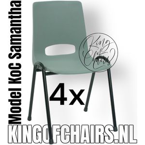 King of Chairs -Set van 4- Model KoC Samantha lichtgrijs met zwart onderstel. Stapelstoel kuipstoel vergaderstoel tuinstoel kantine stoel stapel stoel kantinestoelen stapelstoelen kuipstoelen arenastoel De Valk 3320 bistrostoel bezoekersstoel