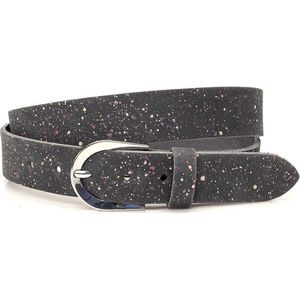 Thimbly Belts Dames riem zwart met spikkels - dames riem - 3.5 cm breed - Zwart gespikkeld - Echt Leer - Taille: 105cm - Totale lengte riem: 120cm