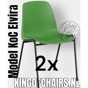 King of Chairs -set van 2- model KoC Elvira lichtgroen met zwart onderstel. Kantinestoel stapelstoel kuipstoel vergaderstoel tuinstoel kantine stoel stapel kantinestoelen stapelstoelen kuipstoelen stapelbare keukenstoel Helene eetkamerstoel