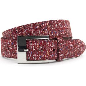 A-Zone Dames riem rood tweed - dames riem - 4 cm breed - Rood - Echt Leer - Taille: 90cm - Totale lengte riem: 105cm