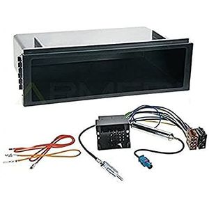 Sound-way Autoradio montageset, 1 DIN frontframe met montagebeugels, adapterkabel ISO-connector, antenne-adapter compatibel met VW Volkswagen Lupo, Fox, T5, Passat, Golf IV