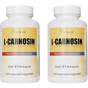 L-Carnosine 500 mg pure carnosine per capsule 180 vegetarische capsules (2 blikjes van 90 capsules)