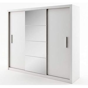 Furniture24 zweefdeurkast kledingkast ID-01 IDEA garderobe kast met spiegel (wit mat)
