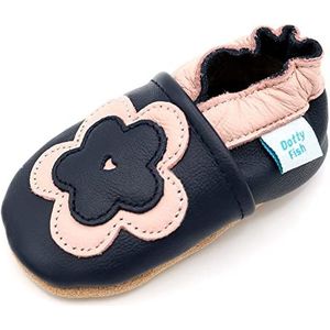 Dotty Fish - Zachte Leren Babyschoenen - Navyblauw - Antislip Suède Zolen