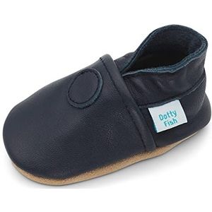 Dotty Fish Zachte lederen babyschoenen met antislip suede zolen. Jongens en meisjes. Klassiek marineblauw. 18-24 maanden (23 EU)