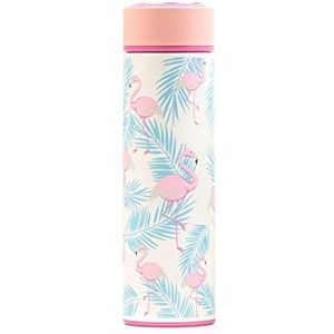 Irisana Theefles met filter, 500 ml, roze en flamingo, 7,5 x 7,5 x 25 cm, ideaal voor infusie of mat, deksel en filter, model Bbo