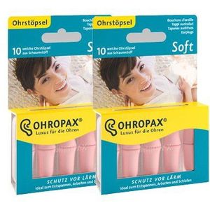 Ohropax oordopjes zacht, 2 verpakkingen van 10 stuks