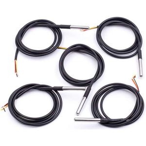 AZDelivery 5 x 1M Kabel DS18B20 Digitale Roestvrij Staal Temperatuursensor, Waterdicht compatibel met Arduino en Raspberry Pi Inclusief E-Book!