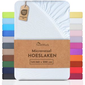 Hoeslaken - Wit - Katoen - Geschikt voor Eenpersoonsbed