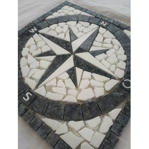 Mozaiek tegel - Graniet windroos - Geschikt voor buiten - 30 x 30 cm - Blue Pearl 064