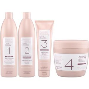 ALFAPARF Lisse Design Keratin Therapy Straightening Behandeling Completo Deep Shampoo 500ml + Smoothing Fluid 500ml + Detangling Cream 150ml + Mask 500ml