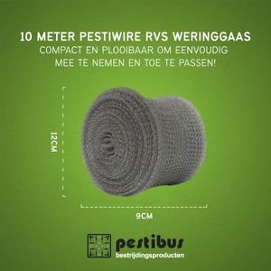 Pestibus - RVS wering gaas - Muizengaas - Rol van 5 meter lang en 9 cm breed - Staalwol Weringgaas