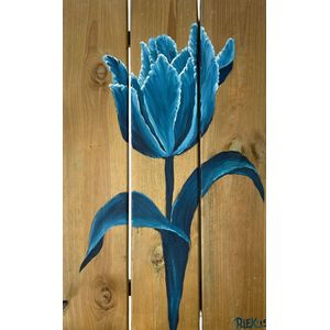 Houten paneel Delftsblauwe tulp