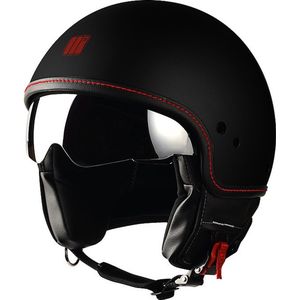 Motocubo Beetle Jethelm - ECE goedgekeurde Scooterhelm - Geschikt als Scooter Brommer Motor Snorfiets Scooterhelm - XS - Mat Zwart