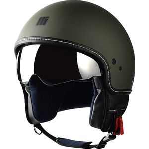 Motocubo Beetle Jethelm - ECE goedgekeurde Scooterhelm - Geschikt als Scooter Brommer Motor Snorfiets Scooterhelm - XS - Mat Groen