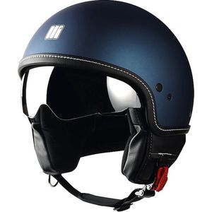 Motocubo Beetle Jethelm - ECE goedgekeurde Scooterhelm - Geschikt als Scooter Brommer Motor Snorfiets Scooterhelm - S - Mat Blauw
