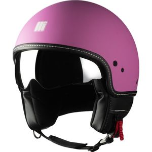 Motocubo Beetle Jethelm - ECE goedgekeurde Scooterhelm - Geschikt als Scooter Brommer Motor Snorfiets Scooterhelm - L - Mat Roze