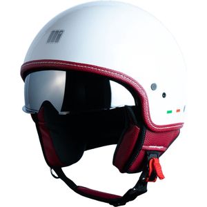 Motocubo Beetle Jethelm - ECE goedgekeurde Scooterhelm - Geschikt als Scooter Brommer Motor Snorfiets Scooterhelm - XS - Glans Wit