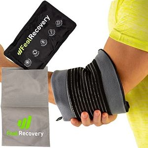 Warm-Koud Kompres voor Elleboog, Arm of Schouderpijn (28x17 cm) - Hot & Cold Gel Pack Herbruikbaar - Koelkompres met Fixatieverband voor Koude en Warmte Therapieën