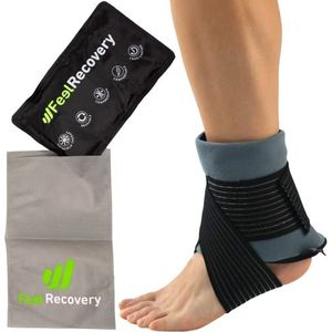 Warm-Koud Kompres bij Spierpijn en Gewrichtspijn in Enkel en Voeten (28x17 cm) - Hot & Cold Gel Pack Herbruikbaar - Koelkompres met Fixatieverband voor Koude en Warmte Therapieën