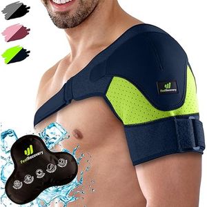 Schouderbrace met Gel Warm-Koud Kompres Damen & Heren - Sport Schouder Brace Rotatormanchetten bij Ontwrichting & Peesontsteking - Neopreen Schouderbandage Linker- en Rechterarm (Groen, S/M)