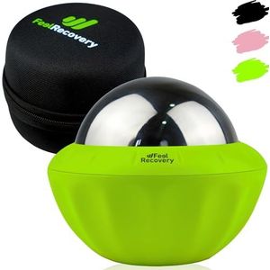 Massage Roller met Handvat voor Warmte- Koudetherapie met Massagebal en Gel 8cm Ø - Massageapparaat voor Ontspanning, Wellness, Anti-Cellulite - Fascia Ball voor Rug, Nek, Schouders en Voeten (Groen)