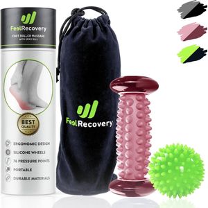 Set Voetmassage Roller voor Plantaire Fasciitis + Egelbal Massagebal voor Triggerpoints - Acupressuur Kit voor Voet, Hiel, Benen, Rug, Cellulitis & Pijnbestrijding (Roze)