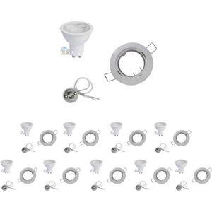 Kit LED-spot G U10 inbouw 8W verstelbaar rond WIT (pak van 10) - Wit licht - Edelstaal - Pack de 10 - Wit Neutre 4000K - 5500K - Wit - SILUMEN