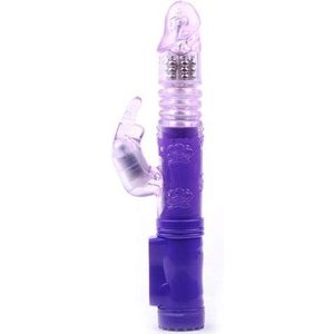 PleasureBoxxx PleasureBox thrusting ongeremde rabbit vibrator en clitorisstimulator vibe met roterende kralen, paars