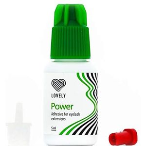 LOVELY Eyelash Glue POWER - 5ml, kleur: Zwart, medium snelle lijm, droogtijd: 2 seconden - 6 weken kleefkracht, zeer bestendig, voor professionele wimperverlenging, Verlengingslijm