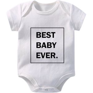 Hospitrix Baby Rompertje met Tekst BEST BABY EVER. | 0-3 maanden |  Korte Mouw | Cadeau voor Zwangerschap | Bekendmaking | Aankondiging | Aanstaande Moeder | Moederdag