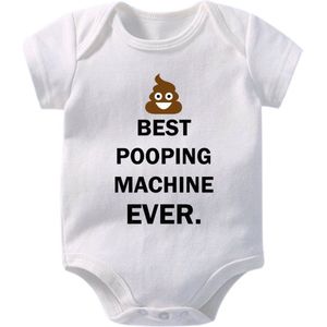 Hospitrix Baby Rompertje met Tekst BEST POOPING MACHINE EVER. | 0-3 maanden |  Korte Mouw | Cadeau voor Zwangerschap | Bekendmaking | Aankondiging | Aanstaande Moeder | Moederdag