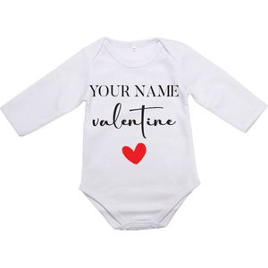 Baby Rompertje met Naam Valentijn  - Lange Mouw - Maat XL 86 12-18 maanden - Cadeautje voor Hem - Cadeautje voor Haar - Valentijnsdag