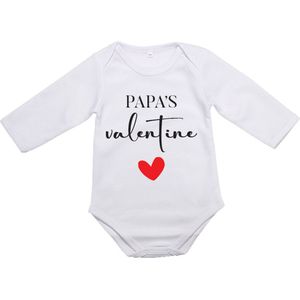 Baby Rompertje Papa Valentijn  - Lange Mouw - Maat XL 86 12-18 maanden - Cadeautje voor Hem - Cadeautje voor Haar - Valentijnsdag