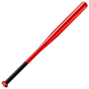 Honkbalknuppel van staal, 81 cm, versterkt, super robuust, gewicht 1,1 kg, zwart of zilver met handvat (rood)