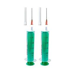 Set: 1, 2 of 3 stuks spuiten 20 ml laboratoriumspuiten, vloeistofspuit, hobbyspuit met stompe naald/naald voor E-liquid aroma, hobby en doe-het-zelf (set 2x 20ml)