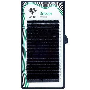 LOVELY Siliconen individuele wimpers voor wimperverlenging, zwart, wimperextensies met C, D L, M, buiging, individuele wimperverlenging met 16 rijen, C, buiging, dikte: 0,07 mm, lengte: 7 mm