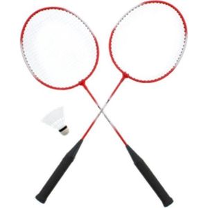 Slazenger 2 persoons Badminton Set - 2 rackets - 2 shuttles Rood