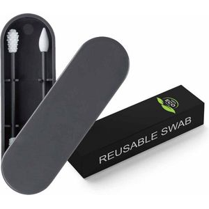 Duurzame Herbruikbare Wattenstaafjes van La Joya - Milieu Vriendelijke - Duurzaam Wattenstraafjes - Zwart - 2 stuks