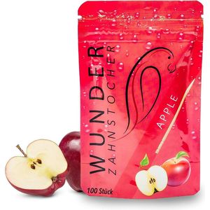 Wunder Cure-dents aromatisés – Bonne alternative au chewing-gum – Aide à lutter contre la mastication des ongles – Haleine fraîche avec cure-dents aromatisés – Sans sucre, végétalien (pomme)