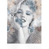 Declea Home Decor CN021SS21 Marilyn Monroe, moderne kunstdruk op canvas, klaar om op te hangen met houten frame, meerkleurig, 40 x 60 cm