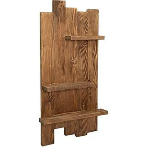 Declea Wandrek van hout met 3 niveaus, wandpaneel voor de keuken met planken, wandrek van hout, opbergrek, H 90 x B 45 x D 16 cm